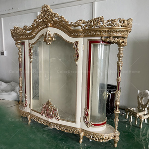 Vitrina de Vino de Madera Clásica Real, Vitrina de Exhibición Antigua de 4 Puertas para el Hogar - Product Image 2