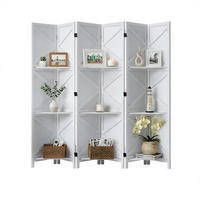 Étagères de séparation de pièce modernes, design en X blanc, cloison pliante à 6 panneaux, séparateur autoportant style shabby chic pour chambre et bureau, 67 pouces de hauteur