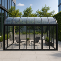 Véranda motorisée rétractable en verre avec toit coulissant télescopique, verre trempé transparent, structure en alliage d'aluminium, autoportante pour patio