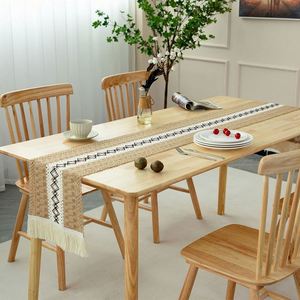 Camino de mesa de macramé hueco de 12x72 pulgadas, de lino y algodón con patrón impreso, para decoración del hogar - Product Image 2