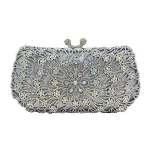 Pochette de soirée florale en strass pour femmes, avec bandoulière en chaîne, sac à main de cocktail scintillant perlé, doré - Product Image 6