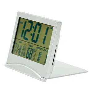 Digital Travel Alarm Clock Battery Operated Foldable Calendar & Temperature & Timer LCD Clock with Snooze Mode