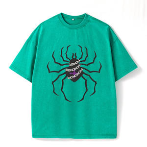 T-Shirt Unisex Oversize con Grafica Retrò di <span class=keywords><strong>Ragno</strong></span> e Catena, Effetto Acid-Wash, Stile Streetwear a Maniche Corte - Product Image 5