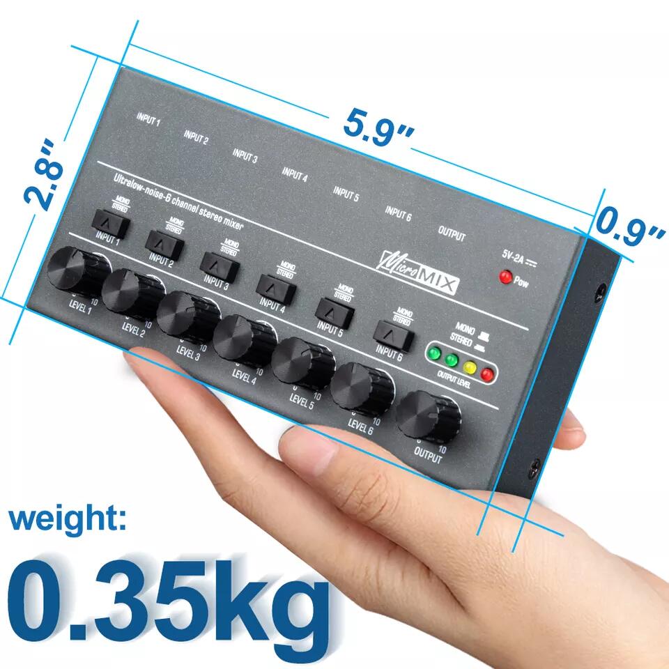 Depusheng DX600 Mini Mixer - 6 Channel Low-Noise Audio Console for