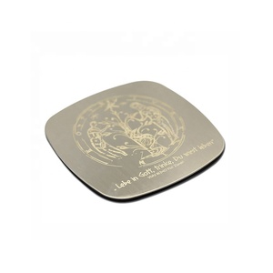 Wholesale Custom Design Etched Stainless Steel Metal Desk Drink Coasters