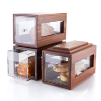 Armoire à pain empilable en bois boîte à pain multicouche avec support de rangement de boîte en acrylique pour buffet hôtel restaurant mariage