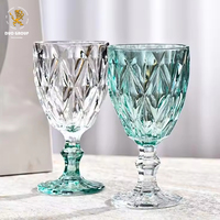 Verres à vin vintage à motifs, gobelets en verre coloré gaufré rétro pour mariage et fête