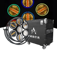 Projecteurs de scène LED rétro professionnels 7x60W, double anneau, lumière d'ambiance auxiliaire RGB, 320W DMX RDM, gradation 32 bits pour bars et DJ