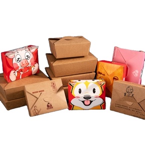 Lipack Wholesale Custom Disposable Fast Food Packing Paper Takeout Box Kraft Paper Bento Lunch Box