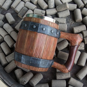 Venta al por mayor de jarras de <span class=keywords><strong>cerveza</strong></span> de acero y madera restaurante vikingo bebiendo <span class=keywords><strong>cerveza</strong></span> y jarras de vino con asa para vajilla Bar Accesorios - Product Image 3