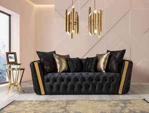 Stainless Steel Frame Living Room Furniture Modern Luxury <strong>Velvet</strong> Sofa High Quality Upholstered Sofa Set for Home Hotel Lobby - Product Image 5