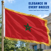 Drapeau du Maroc personnalisé rapide 3x5FT avec bordure à franges dorées, résistant aux UV, couleurs vives, bannière marocaine avec œillets en laiton