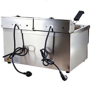 高効率商用ケータリング電気厚いステンレス鋼デュアル3.25KWポテトチップスチキンクッカーディープフライヤードレイン - Product Image 5