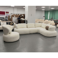 Canapé d'angle modulaire en forme de L, grand format, blanc, en tissu bouclé, style moderne, PZCN HOME, pour salon