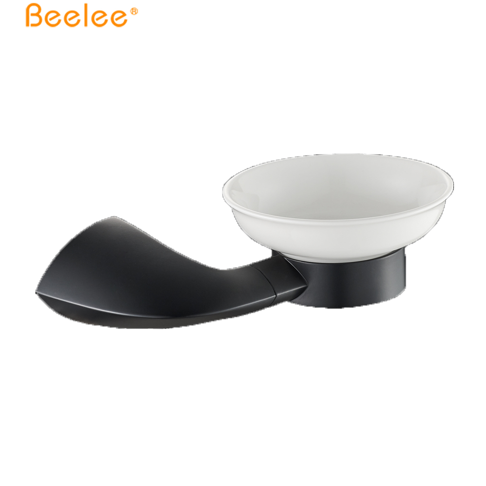 Beelee Bathroom Soap Dish Brass Ceramic Wall Black Soap Dish