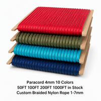 Cordon Paracord 550 4mm 50FT 100FT 200FT 1000FT en stock, Corde en nylon tressée de 4mm pour camping, randonnée, kit d'artisanat