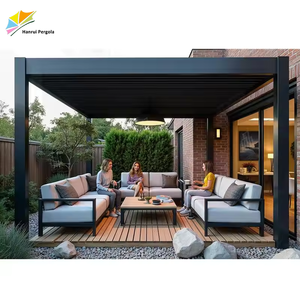 Taille personnalisée 3x3 3x4 4x4 6x4m Vente en gros en usine <span class=keywords><strong>Pergola</strong></span> à persiennes moderne en aluminium pour jardin bioclimatique extérieur - Product Image 6