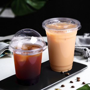 Hot Sale Disposable Transparent Take Away Cold Drink Beverage Packaging Pet Plastic Cup U Shaped Milktea Cup