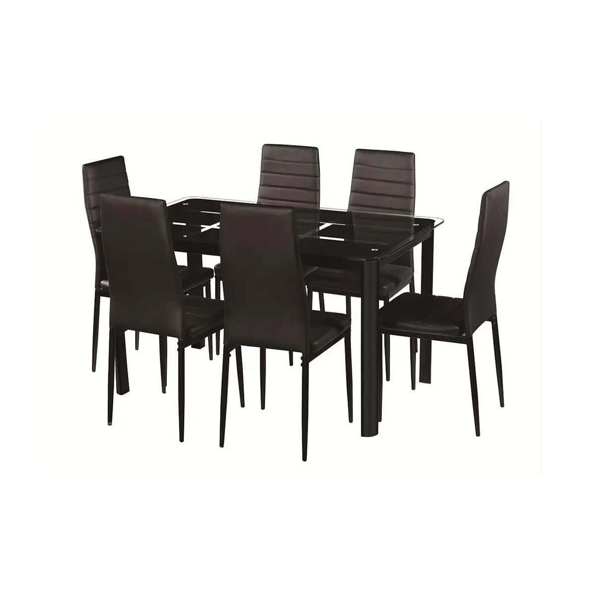 Small Hideaway Space Saving Kitchen Furniture Banquet Modern Glass Top Dinning Dining Table And 6 Chair Set