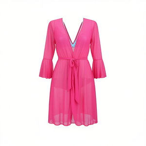 Costume da bagno intero HDJ con scollo a V profondo e controllo della pancia, costume da bagno da donna in tinta unita QJ10056 - Product Image 3