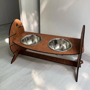 Rectangle en bois bols pour animaux de compagnie support mangeoire surélevée chat bol support support d'alimentation moderne mobile meubles pour animaux de compagnie cadeau pour animaux de compagnie - Product Image 6