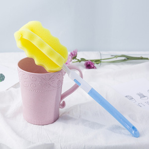 Cepillo de esponja con mango largo para limpieza de botellas, colores azul y verde - Product Image 2