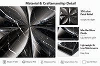 Panneau mural en plastique décoratif 3D de luxe à motif marbre noir 50x50 facile à nettoyer pour salle de banquet et salle d'exposition