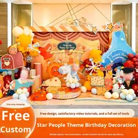 Set de Globos con Diseño de Estrella de Dibujos Animados, Fondo Impreso Digital Personalizado y Decoración para Fotos para Fiestas de Cumpleaños Infantiles