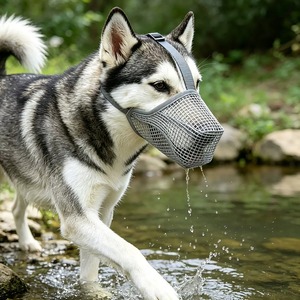Bozal para perros de razas medianas y grandes, antipinzamiento, de malla transpirable, ajustable, para Golden Retriever, Husky, uso en exteriores - Product Image 2