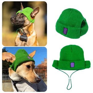 Gorro de <span class=keywords><strong>Pet</strong></span> Personalizado com Logo, Quente para Outono e Inverno, Ajustável com Cordão, à Prova de Vento, Macio e Plush, Chapéus de Tricô para Cães com Furos para as Orelhas - Product Image 1