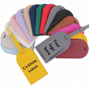 Etiquetas de Identificación de Equipaje de PU con Logotipo Personalizado, con Cubierta Abatible Horizontal y Vertical, Etiquetas de Identificación con Nombre para Maletas de Negocios - Product Image 1