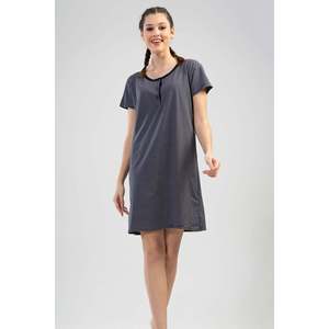 Robe tunique pour femme Yake Mall, recyclée, col en V, manches courtes, tricotée, écologique, décontractée, grande taille, bleu - Product Image 1