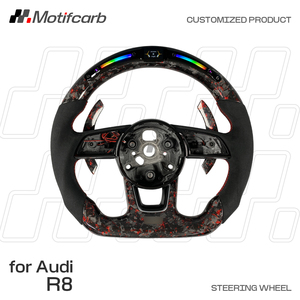 Volante Deportivo Personalizado de Fibra de Carbono Forjado con LED Rojo y Agarre de Microfibra para Audi B9 RS3 RS4 RS5 S3 S4 S5 A4 A5 2016-2024 - Product Image 2