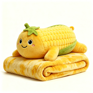 Blush Cheek Big Eye Vegetable <b>Shaped</b> Body <b>Pillow</b> + Attached Fluffy Blanket Double Purpose Corn Cob Plush Nap <b>Pillow</b> - Product Image 2