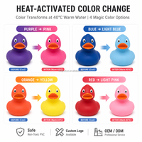 40 ° Canard en caoutchouc changeant de couleur à l'eau chaude, jouet de bain sûr en PVC souple, sensible à la température, jouets de baignoire pour enfants, logo personnalisé