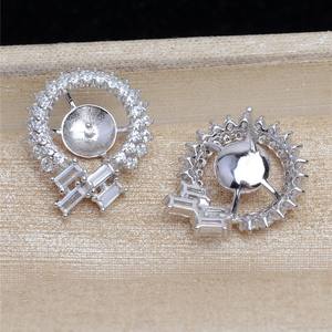 Base para Pendientes de Plata S925, con Incrustaciones para Perlas Sueltas de 8-8.5 mm, Accesorios para Joyería DIY, Bandeja 1059, Base Vacía para Pendientes de Plata S925 - Product Image 4