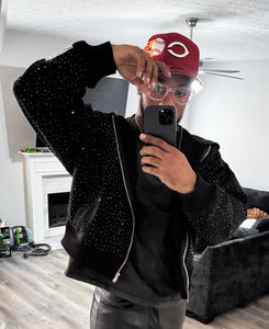 Sweat à Capuche Entièrement <span class=keywords><strong>Zippé</strong></span> Personnalisable Homme, Veste à Strass Vierge en Gros, Manteau <span class=keywords><strong>Pull</strong></span> <span class=keywords><strong>Zippé</strong></span> pour Homme - Product Image 1