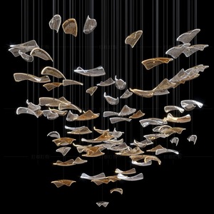 Phong Cách Hiện Đại Tùy Chỉnh Thiết Kế Cá Hình Trang Trí Treo Ánh Sáng Thủy Tinh LED Đèn Chùm Ánh Sáng Mặt Dây Chuyền Cho Khách Sạn Biệt Thự - Product Image 1