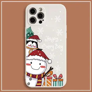 Desenhos animados Santa Boneco De Neve Santa Urso Boneco De Neve Pinguim tampa da caixa do telefone para o iphone 12 pro max