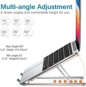 Laptop <b>Stand</b> Laptop Holder Riser Computer <b>Tablet</b> <b>Stand</b> Adjustable Aluminum Ergonomic Foldable Portable Desktop Holder Com - Product Image 4