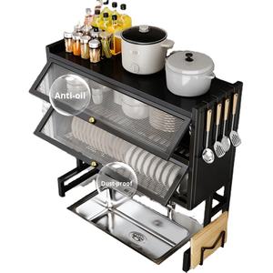 Estante de Almacenamiento Multifuncional para Fregadero de Cocina, Doble Capa, Moderno, a Prueba de Polvo, de Acero al Carbono, Impermeable, para Platos y Tazones - Product Image 1