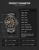 Jam Tangan Skmei 2416 Casing Aloi Tali Baja Tahan Karat 5ATM  Logam Berat Sport Digital Analog