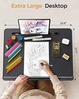 Faltbarer Verstellbarer Schoß-Schreibtisch Doppelbildschirm Laptop Extra Großer Couch-Bett-Tablett-Tisch mit Tragbarem Monitorständer und Schublade für Erwachsene