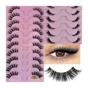 Full Volume 3D 5D Deep Wave False Eyelashes Real Full <b>Strip</b> Lashes <b>Plastic</b> Cotton Band 1 Tray Wholesale Natural Eyelashes - Product Image 5