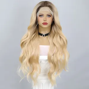 Penjualan terlaris 2024 Smilco Golden Luxe 13x4 Wig berenda depan gelombang dilaminasi, 30 inci/SM9716