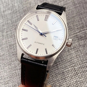 Montre mécanique pour homme ODM/ODM 39 mm, cadran blanc <span class=keywords><strong>GS</strong></span>, aiguille bleue, étanche 50 m, bracelet en cuir, montres classiques pour affaires - Product Image 3