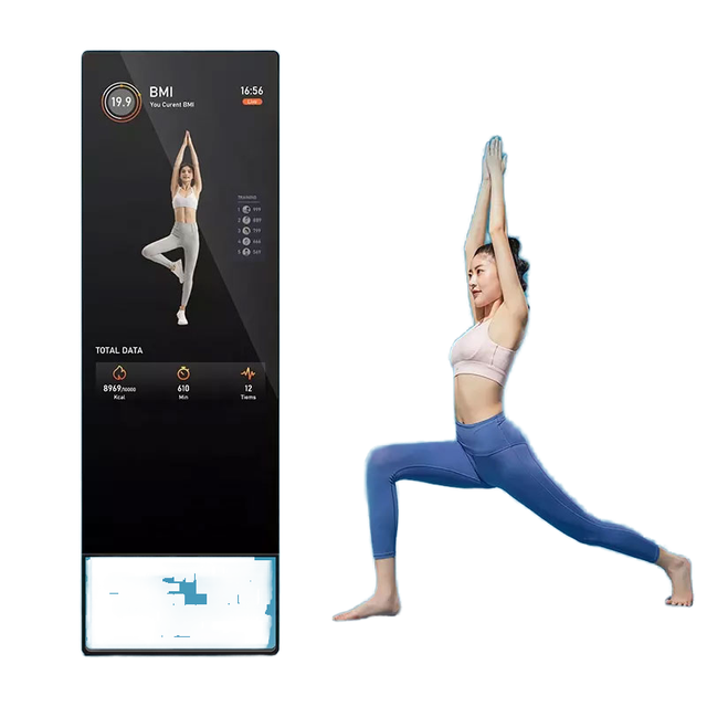 Tounchscreen Personal Trainer Mirror Floor Standing LED Display Full HD AI Artificial Home Gym Strength Smart Exercise Fitness