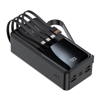 Power Bank Kapasitas Tinggi 40000mah 22.5W PD Pengisian Cepat 4 Kabel Layar LED USB Type-C Baterai Li-Polymer Plastik Portabel
