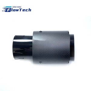 Punta de escape universal para coche, diseño de borde recto de fibra de carbono negro mate, para accesorios de modificación de vehículos - Product Image 3