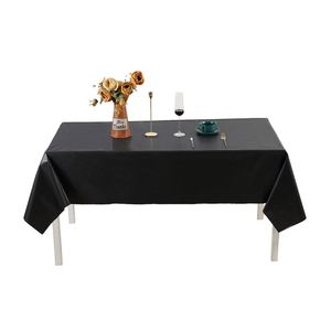 Wholesale PEVA Large 54"x108" Thickening Disposable Plastic Tablecloth Black/<b>White</b> Solid Rectangle <b>Table</b> <b>Cover</b> for Wedding Party - Product Image 4